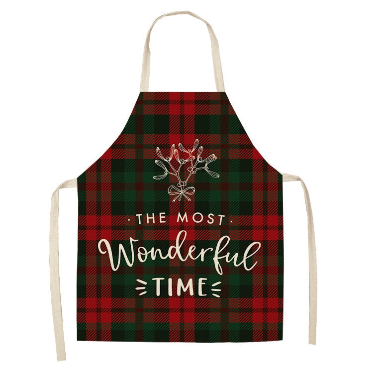 Christmas Plaid Series Cotton And Linen Apron Household Cleaning Overalls, Series 1 My Store