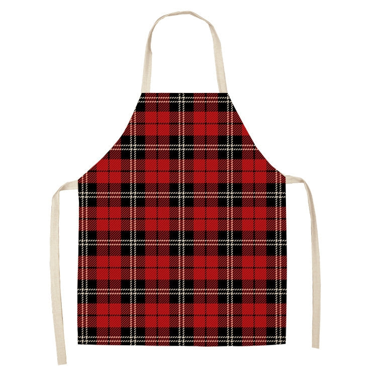 Christmas Plaid Series Cotton And Linen Apron Household Cleaning Overalls, Series 1