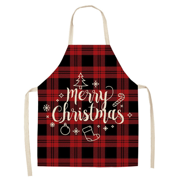 Christmas Plaid Series Cotton And Linen Apron Household Cleaning Overalls, Series 1