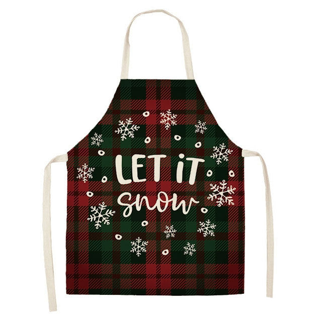 Christmas Plaid Series Cotton And Linen Apron Household Cleaning Overalls, Series 1