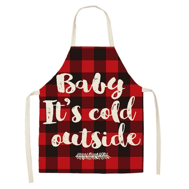 Christmas Plaid Series Cotton And Linen Apron Household Cleaning Overalls, Series 1