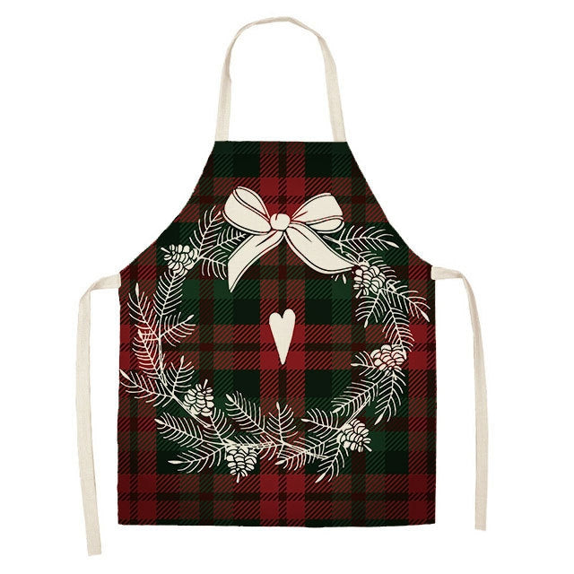 Christmas Plaid Series Cotton And Linen Apron Household Cleaning Overalls, Series 1 My Store