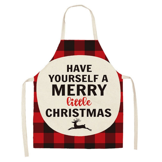 Christmas Plaid Series Cotton And Linen Apron Household Cleaning Overalls, Series 1