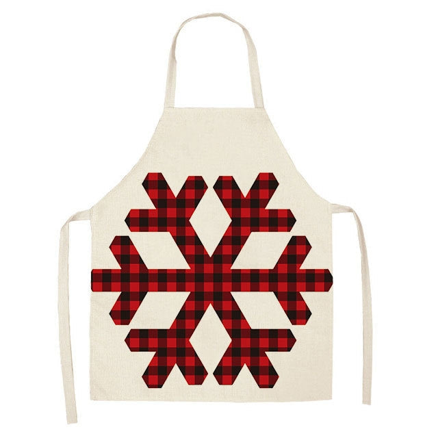 Christmas Plaid Series Cotton And Linen Apron Household Cleaning Overalls, Series 1