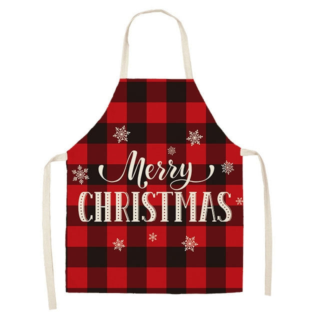 Christmas Plaid Series Cotton And Linen Apron Household Cleaning Overalls, Series 1 My Store