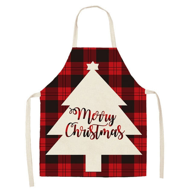 Christmas Plaid Series Cotton And Linen Apron Household Cleaning Overalls, Series 1 My Store