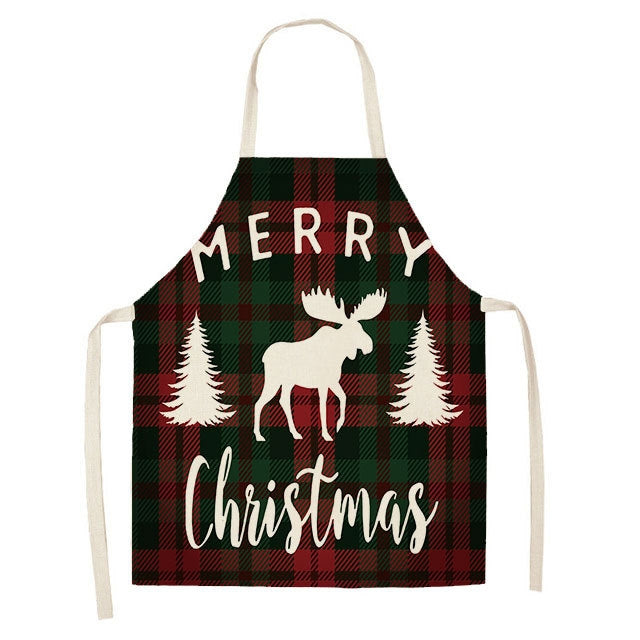 Christmas Plaid Series Cotton And Linen Apron Household Cleaning Overalls, Series 1