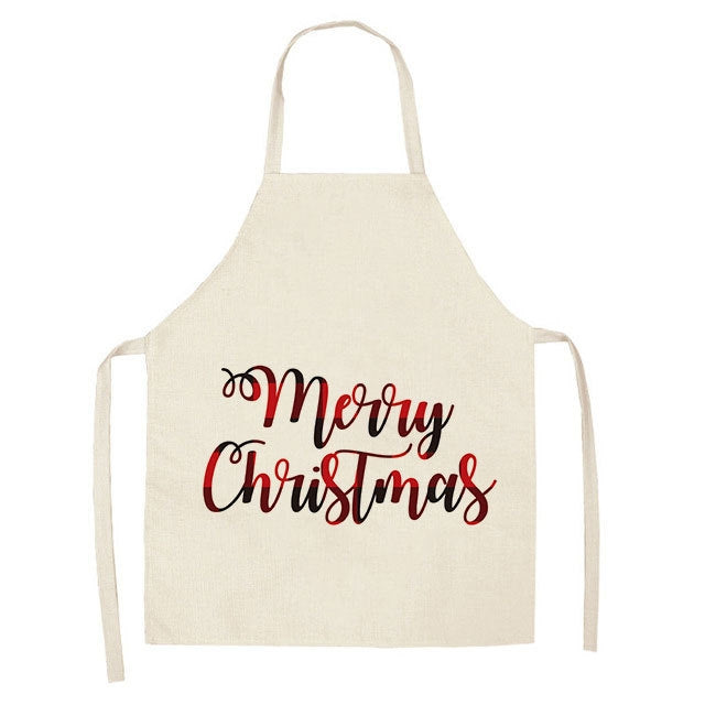 Christmas Plaid Series Cotton And Linen Apron Household Cleaning Overalls, Series 1