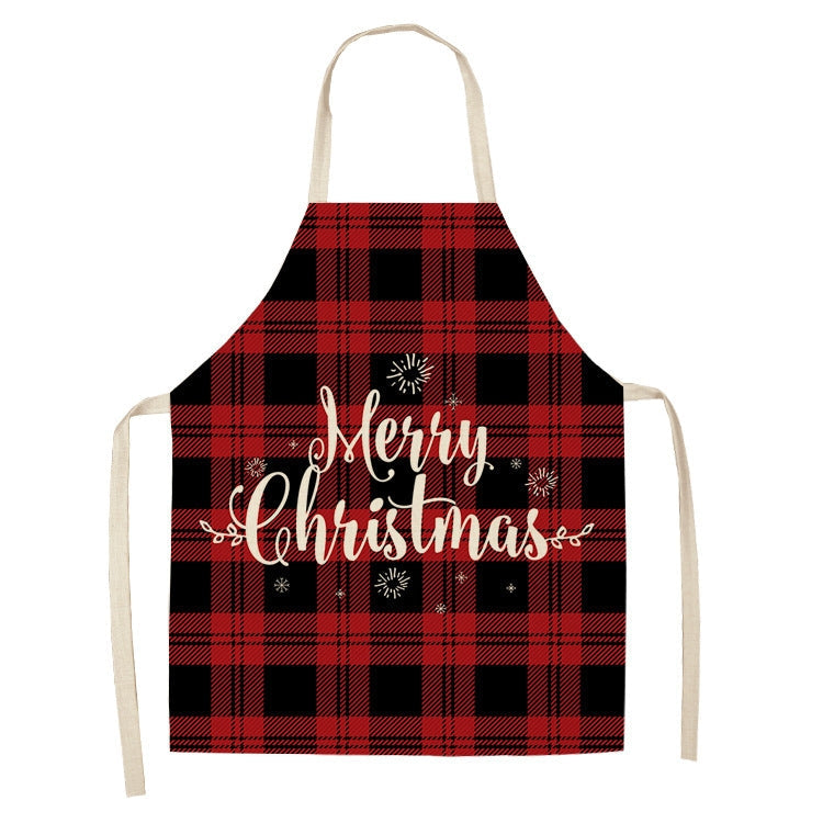 Christmas Plaid Series Cotton And Linen Apron Household Cleaning Overalls, Series 1