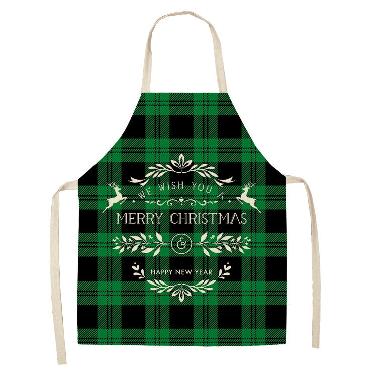 Christmas Plaid Series Cotton And Linen Apron Household Cleaning Overalls, Series 2