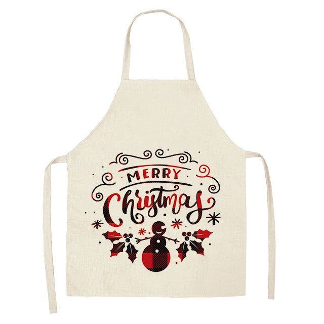 Christmas Plaid Series Cotton And Linen Apron Household Cleaning Overalls, Series 2