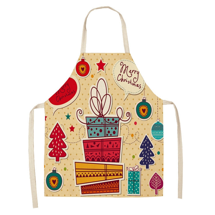 Fabric Linen Cleaning Apron Christmas Party Decoration Apron, Series 2