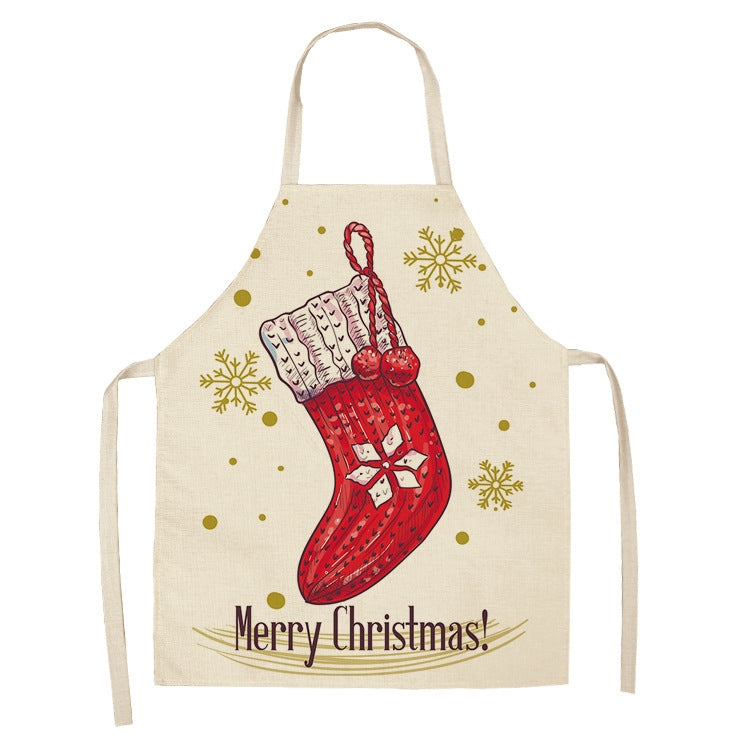 Fabric Linen Cleaning Apron Christmas Party Decoration Apron, Series 2