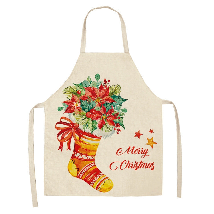 Fabric Linen Cleaning Apron Christmas Party Decoration Apron, Series 2 My Store