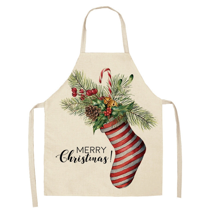 Fabric Linen Cleaning Apron Christmas Party Decoration Apron, Series 2