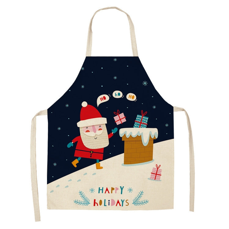 Fabric Linen Cleaning Apron Christmas Party Decoration Apron, Series 2