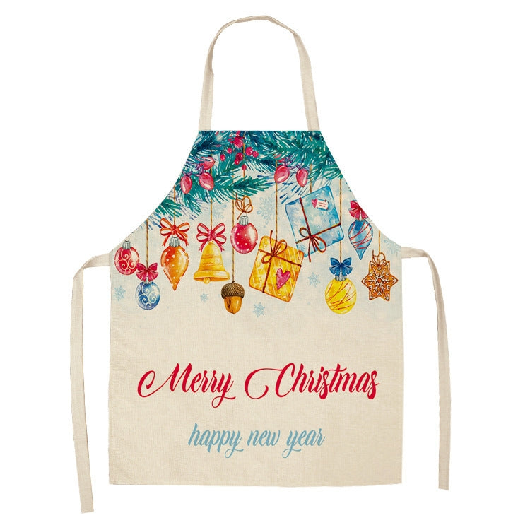 Fabric Linen Cleaning Apron Christmas Party Decoration Apron, Series 2