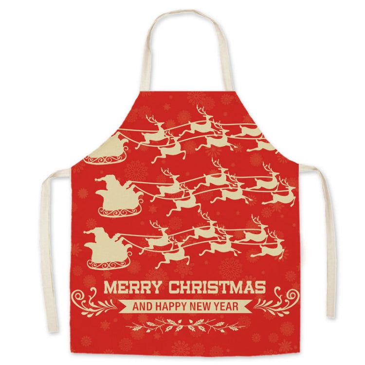 Christmas Linen Printed Apron Christmas Gift Adult Children Parent-Child Overalls