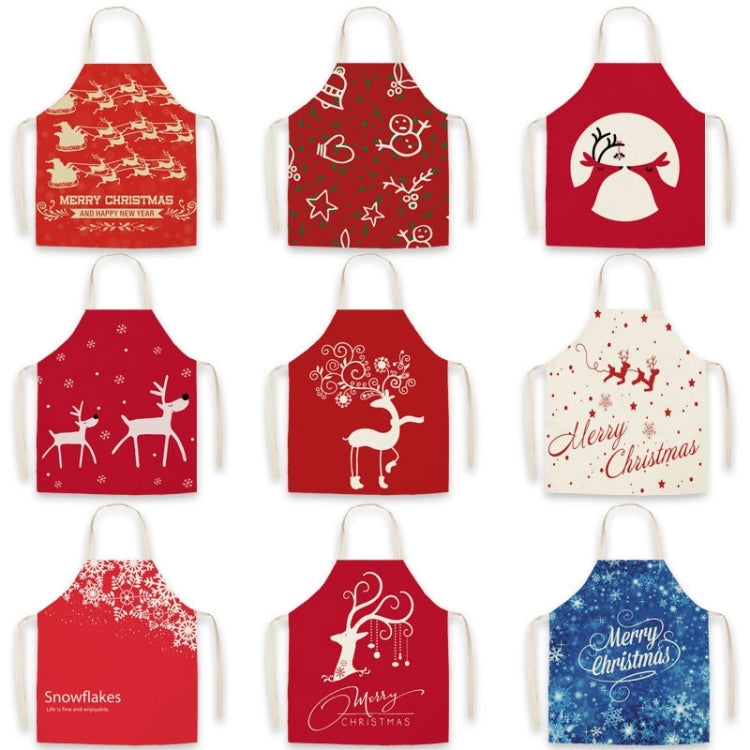 Christmas Linen Printed Apron Christmas Gift Adult Children Parent-Child Overalls