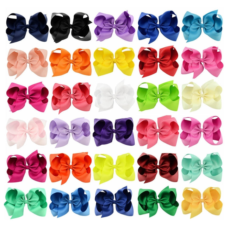 5 PCS 6 Inch Colorful Kids Girls Big Solid Ribbon Hair Bow Clips-Reluova