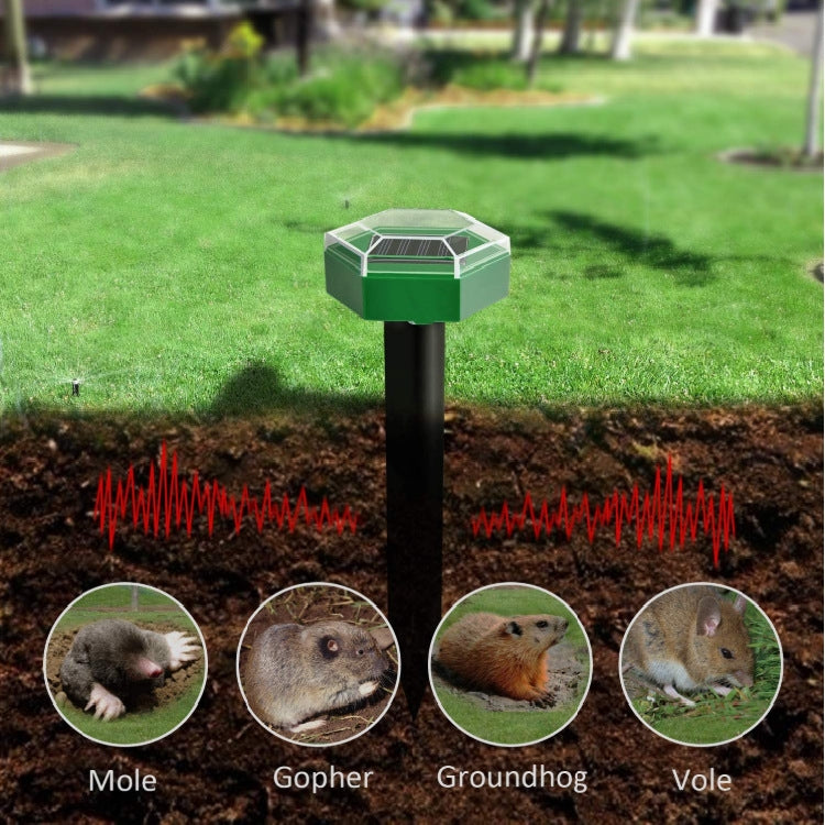 Outdoor Hexagonal Solar Ultrasonic Mole Repeller Inserted Into The Lawn Outdoor Animal Repeller My Store