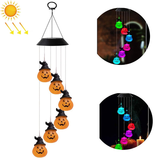 6 LED Solar Wind Chime Lamp Halloween Garden Decoration Pumpkin Lamp Holiday Gift My Store