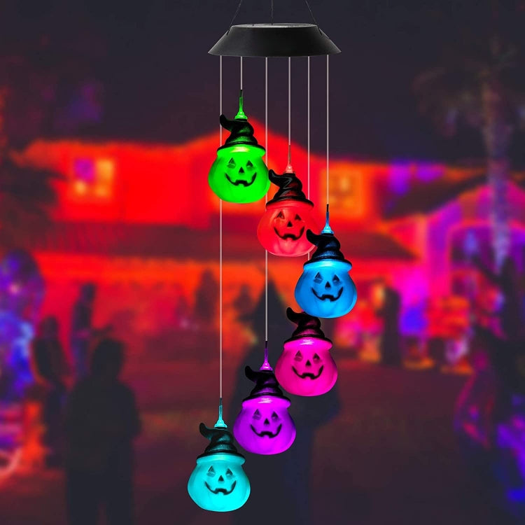 6 LED Solar Wind Chime Lamp Halloween Garden Decoration Pumpkin Lamp Holiday Gift My Store