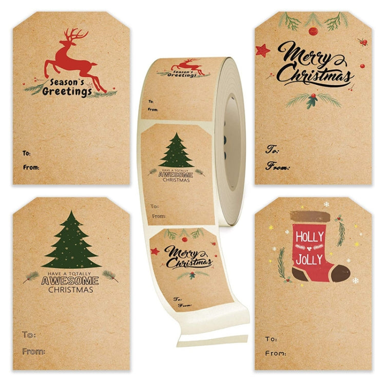 LG-210720-7050-008 Christmas Tree Kraft Paper Sticker Holiday Decoration Self-Adhesive Gift Tag My Store