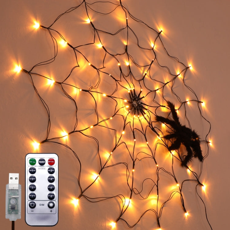 LED Spider Web Lamp with Remote Control Halloween Atmosphere Decoration Props, Power: