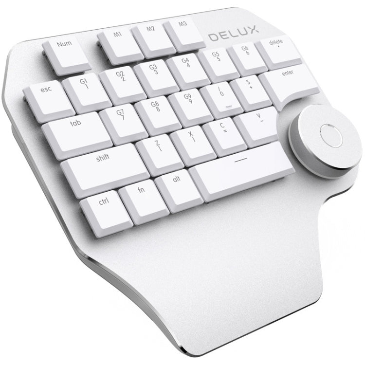 DELUX T11 29 Keys Single-Hand Keyboard Shortcut Key Speech Tool Flat Keyboard, Colour: Silver My Store