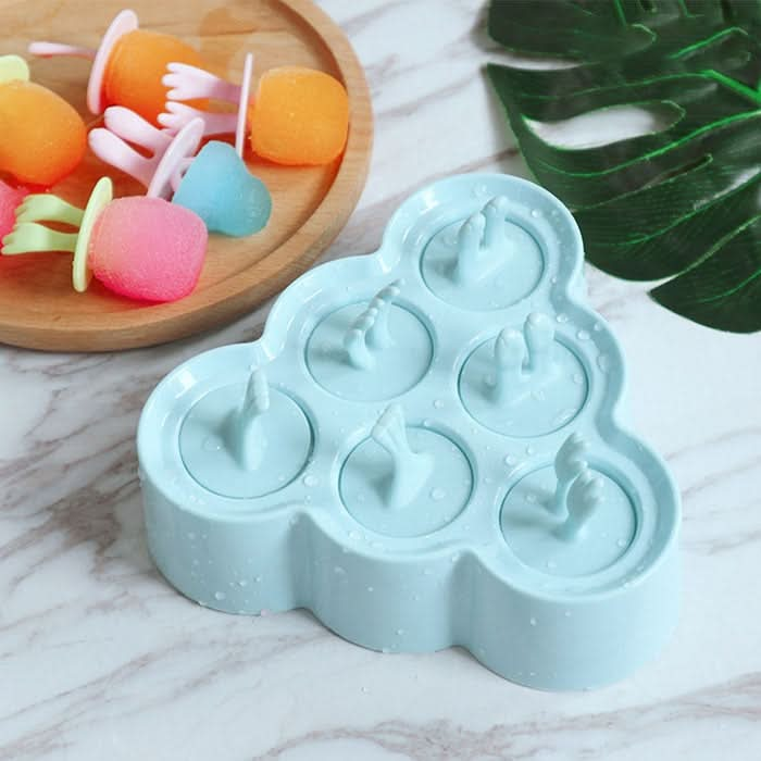 Cartoon Silicone DIY Popsicle Mould Six Grid Ice Cream Ice Cube Random Style / Color Delivery - Reluova