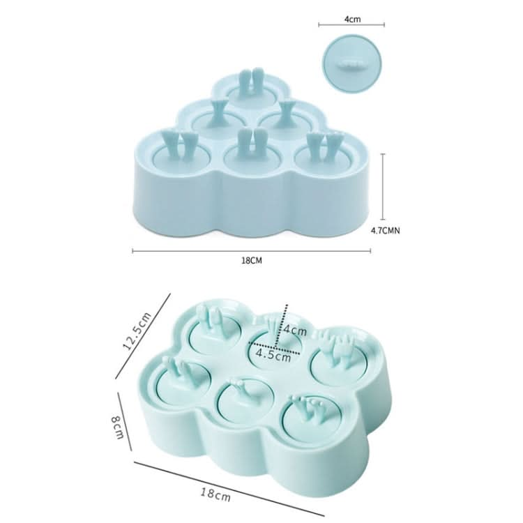 Cartoon Silicone DIY Popsicle Mould Six Grid Ice Cream Ice Cube Random Style / Color Delivery - Reluova