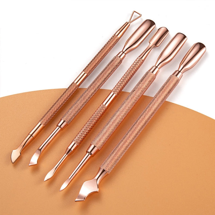 Stainless Steel Rose Gold Double-Headed Steel Push Dead Skin Scissors Nail Set,Style: D501 Reluova