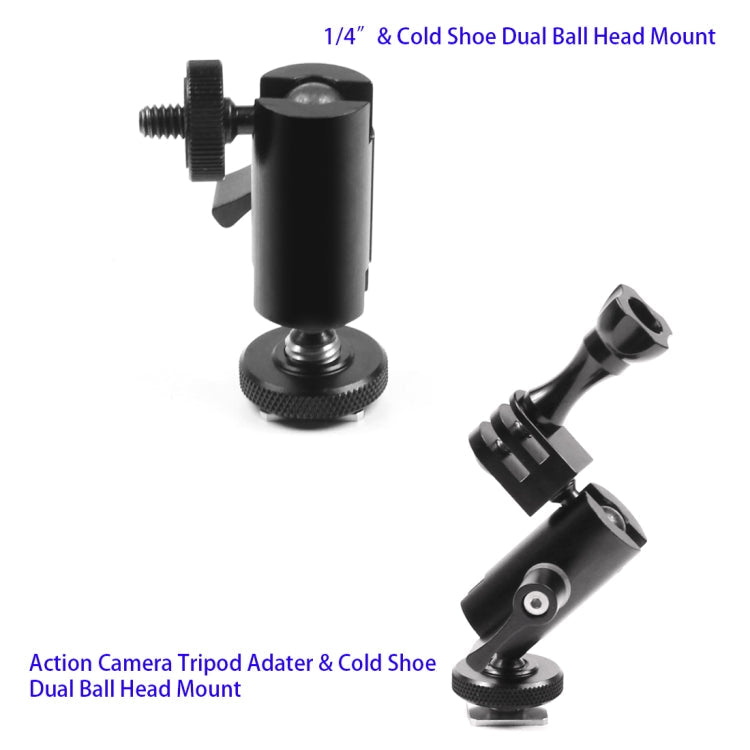 Magic Arm Dual BallHead Cold Shoe 1/4 Inch Mount Adapter for GoPro HERO9 Black / HERO8 Black /7 /6 /5 /5 Session /4 Session /4 /3+ /3 /2 /1, DJI Osmo Action, Xiaoyi and Other Action Cameras My Store