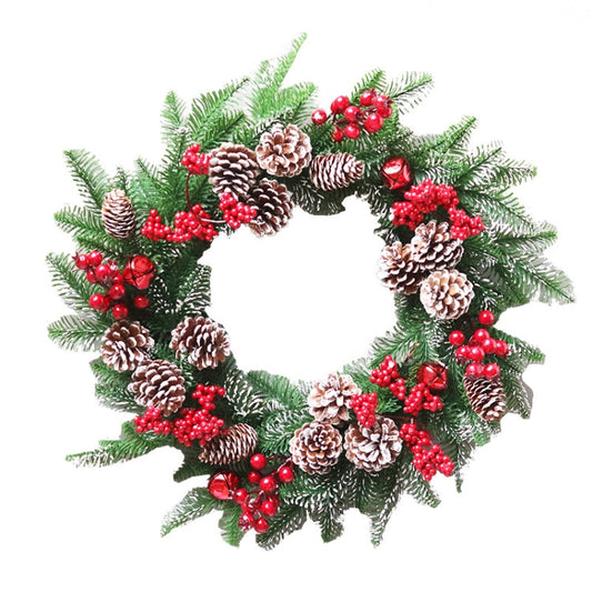 SYWA39 Christmas Decoration Wreath PE White Pine Fruit Christmas Wreath