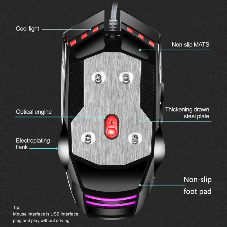 LEAVEN 7 Keys 4000DPI USB Wired Computer Office Luminous RGB Mechanical Gaming Mouse, Cabel Length:1.5m My Store