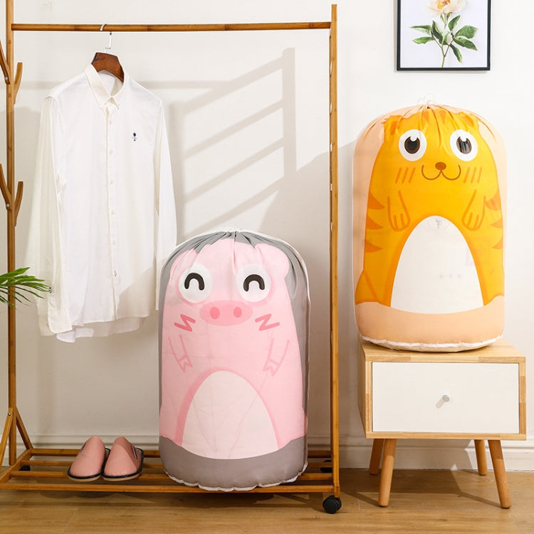 Quilt Beam Opening Storage Bag Cylinder Dustproof Clothing Clothes Finishing Bag, Color: Pink Pig