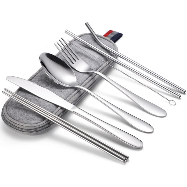 7 in 1 Cutlery Spoon Chopsticks And Straw Set Stainless Steel Portable Cutlery Set-Reluova