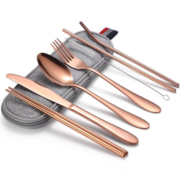 7 in 1 Cutlery Spoon Chopsticks And Straw Set Stainless Steel Portable Cutlery Set-Reluova