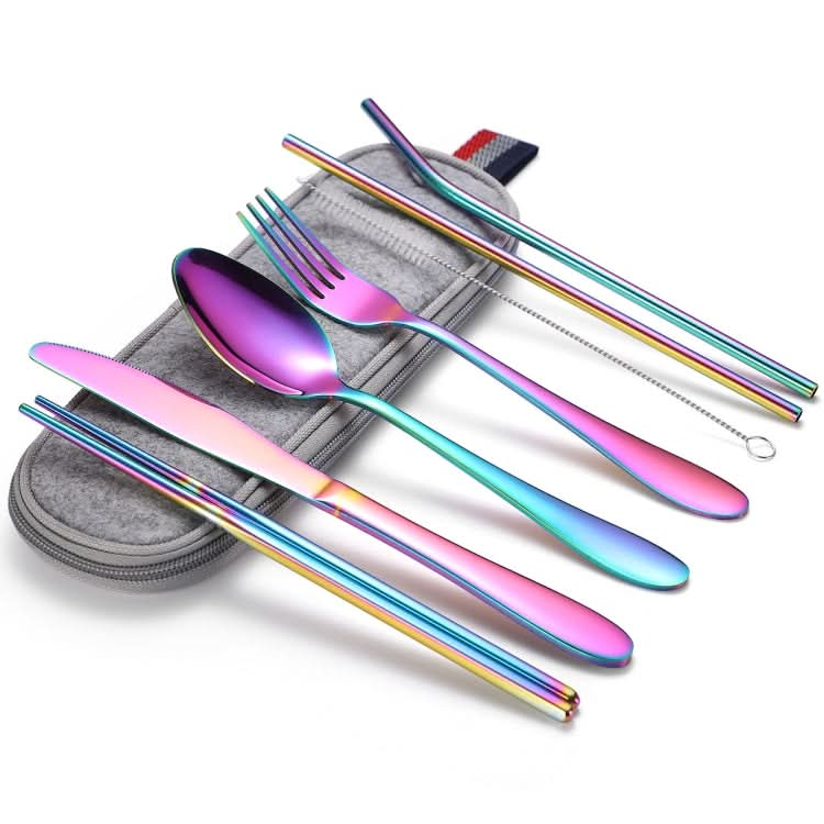 7 in 1 Cutlery Spoon Chopsticks And Straw Set Stainless Steel Portable Cutlery Set-Reluova