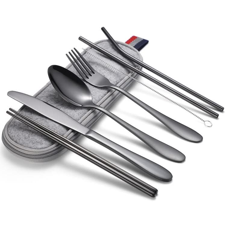 7 in 1 Cutlery Spoon Chopsticks And Straw Set Stainless Steel Portable Cutlery Set-Reluova