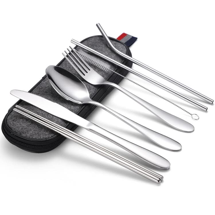 7 in 1 Cutlery Spoon Chopsticks And Straw Set Stainless Steel Portable Cutlery Set-Reluova