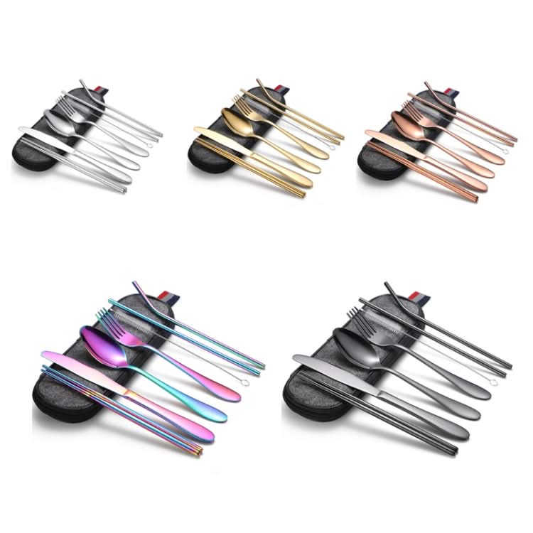 7 in 1 Cutlery Spoon Chopsticks And Straw Set Stainless Steel Portable Cutlery Set-Reluova