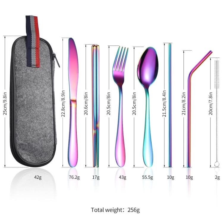 7 in 1 Cutlery Spoon Chopsticks And Straw Set Stainless Steel Portable Cutlery Set-Reluova