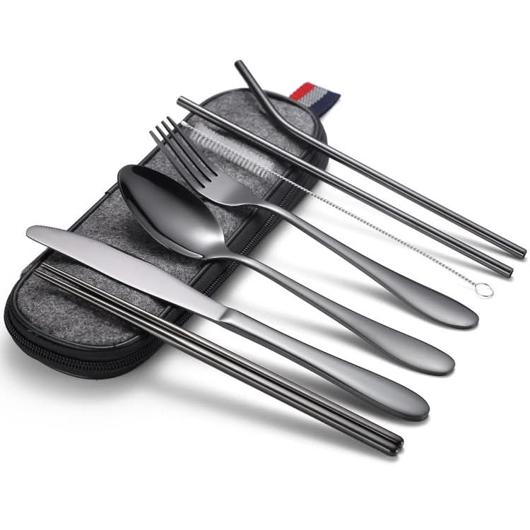 7 in 1 Cutlery Spoon Chopsticks And Straw Set Stainless Steel Portable Cutlery Set-Reluova