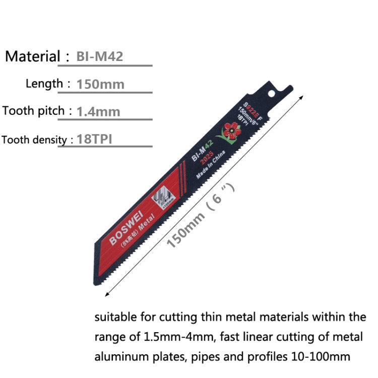 BOSWEI Hardcore Reciprocating Saw Strip Fine Teeth Saber Saw Blade Metal Plastic Wood Bimetal Curve Saw Blade