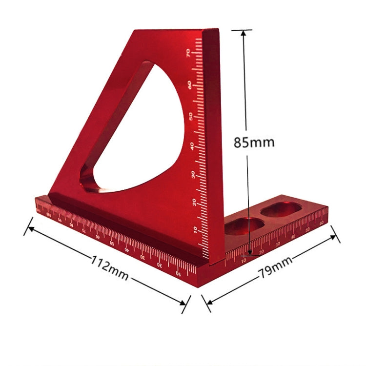 Woodworking Tools Aluminum Alloy 90 Degree Square Multi-Function Scribing Ruler Triangle Ruler