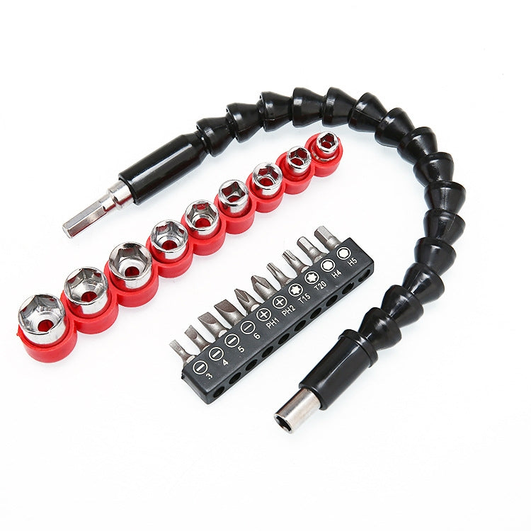 Electric Drill Universal Coupling Sleeve Bit Set Multifunctional Flexible Shaft Electric Drill Accessory Set, Style: 20 PCS / Set