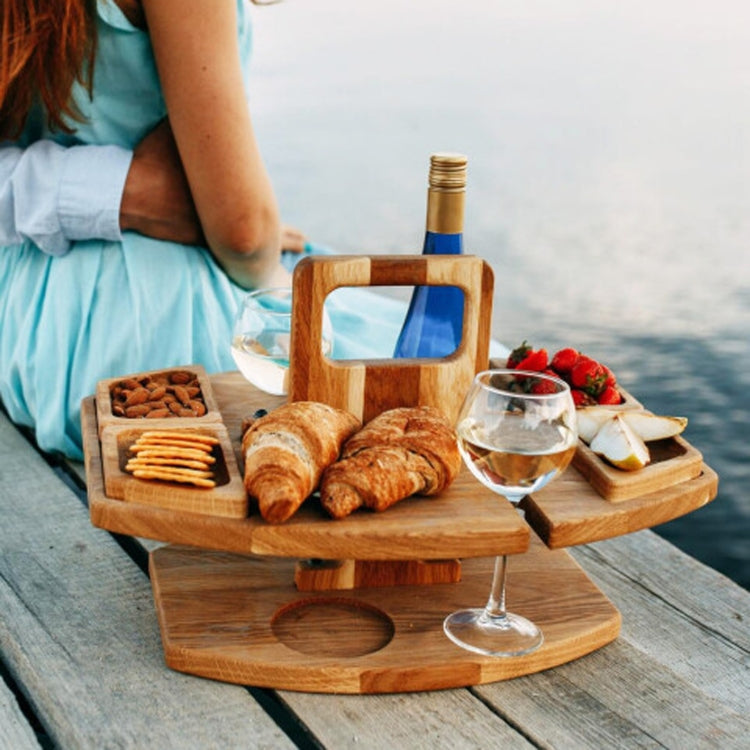 Portable Picnic Wooden Wine Glass Holder Detachable Wine Table Reluova