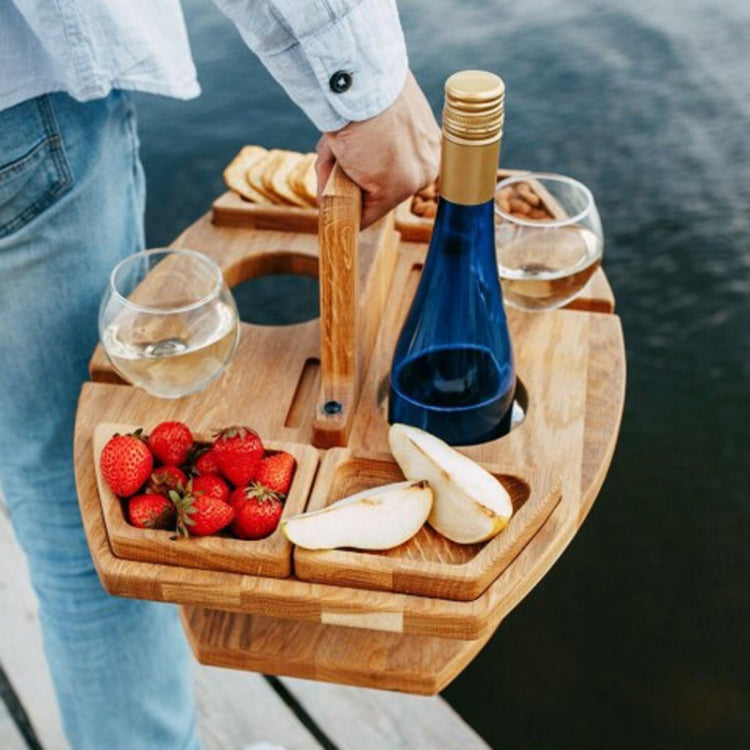 Portable Picnic Wooden Wine Glass Holder Detachable Wine Table Reluova